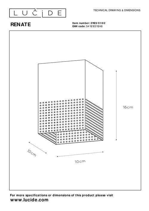 Lucide RENATE - Plafonnière - 1xE27 - Mat Goud / Messing - technisch